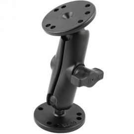 RAM Mount 1" Ball Double Socket Arm w/2 2.5" Round Bases - AMPS Hole Pattern