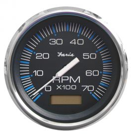 Faria Chesapeake Black SS 4" Tachometer w/Hourmeter - 7,000 RPM (Gas - Outboard)