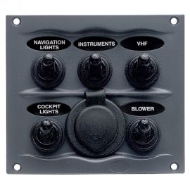 Marinco Waterproof Panel - 5 Switches - Grey