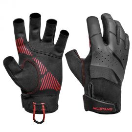 Mustang Traction Open Finger Glove - Black/Red - Large