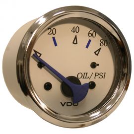 VDO Allentare White 80PSI Oil Pressure Gauge - Use w/Marine 240-33 Ohm Sender - 12V